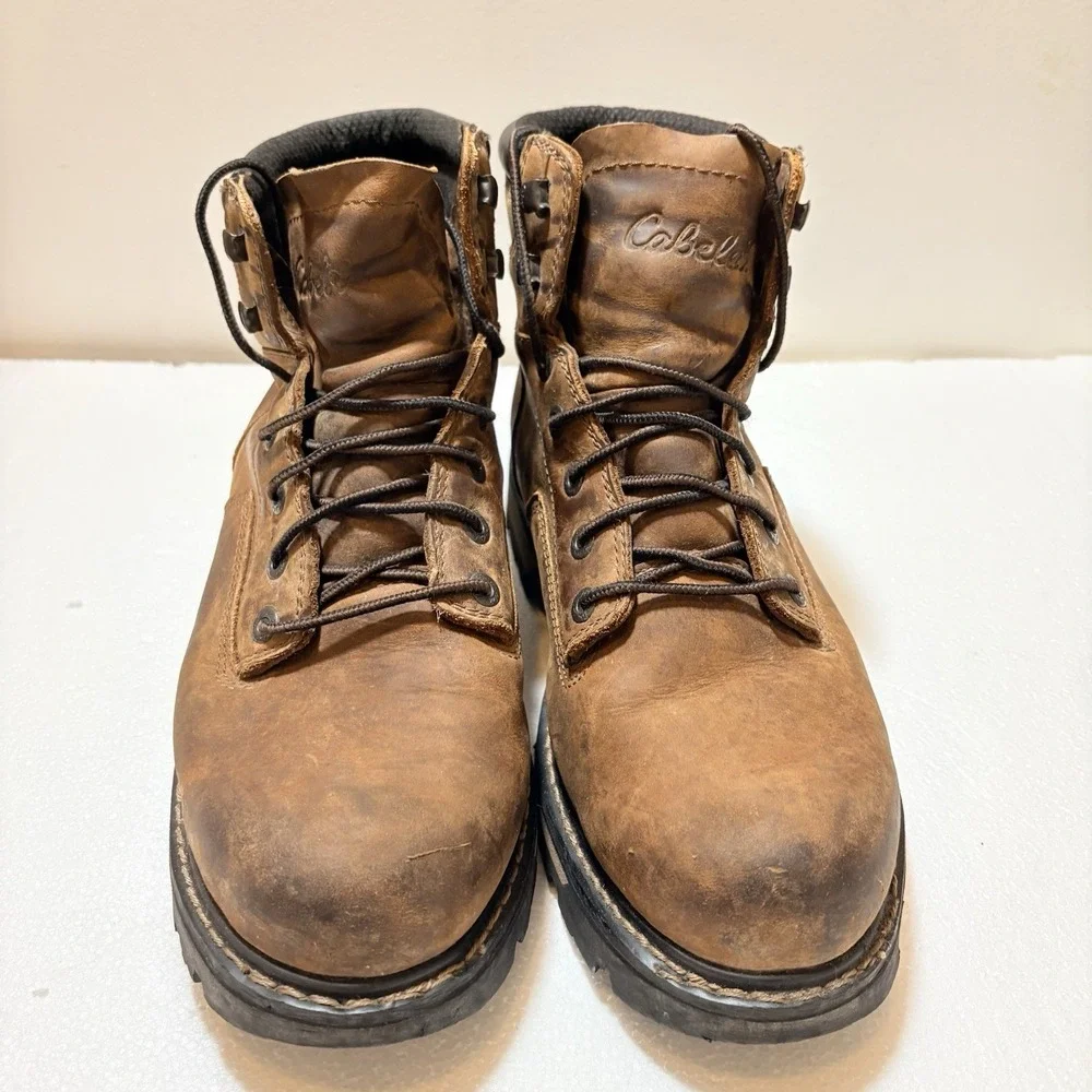 Cabelas Gore Tex Leather Hiking Work Boots Mens 12 EE Brown Waterproof Lace Up